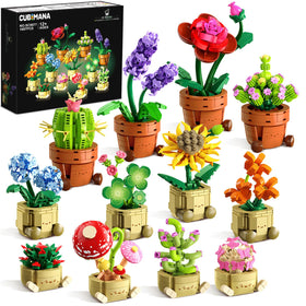 CUBIMANA rose flower building set on terracotta base for desk decor