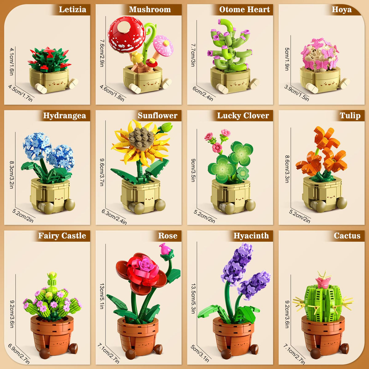 CUBIMANA terracotta bases included for stable display of botanical bricks