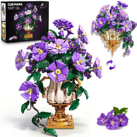 CUBIMANA Morning Glory bonsai close-up with vibrant purple-green petals for elegant home decor.
