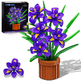 CUBIMANA Iris building set assembly close-up with purple blooms for serene decor