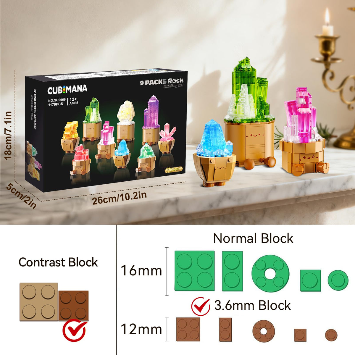 CUBIMANA malachite LED bonsai block offers vibrant greens for creativity