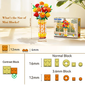CUBIMANA mini-building-bricks closeup reveals precise brick construction.