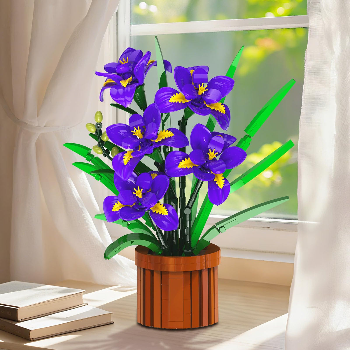 CUBIMANA Purple iris decor brightens a room with color and calm ambiance