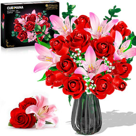 CUBIMANA roses LED bouquet closeup shows warm glow for cozy decor.