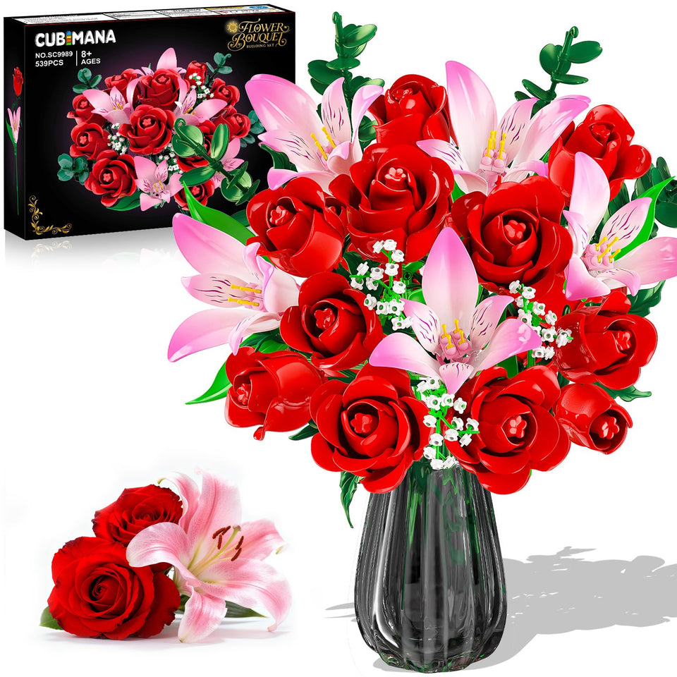 CUBIMANA roses LED bouquet closeup shows warm glow for cozy decor.