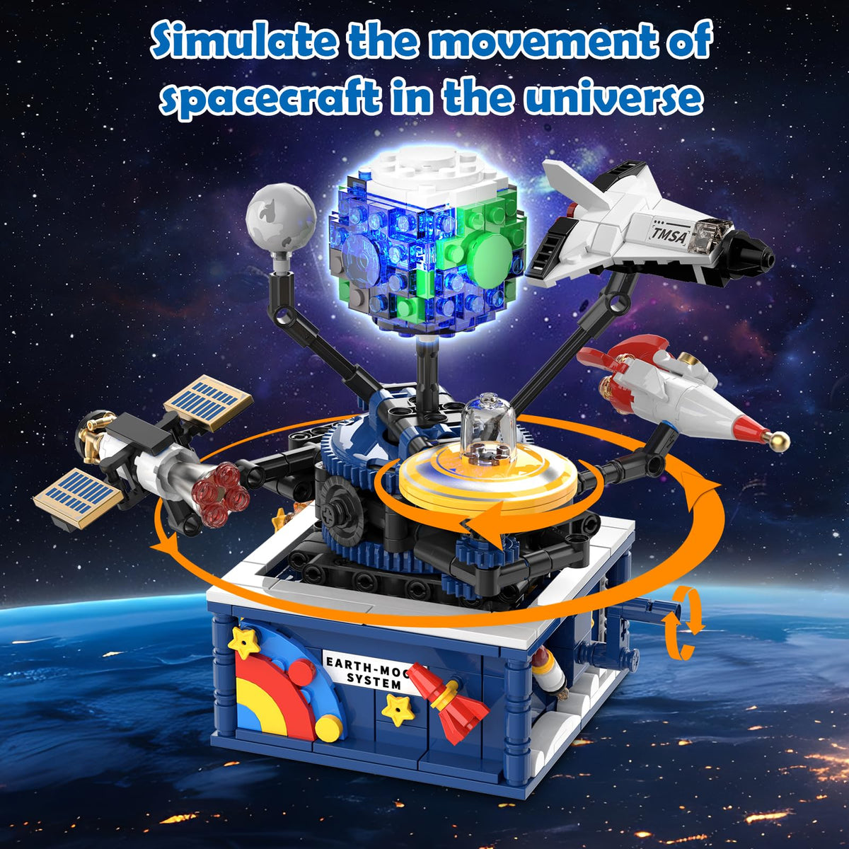 CUBIMANA space set built-in light glows, enhancing the celestial display for immersive play.
