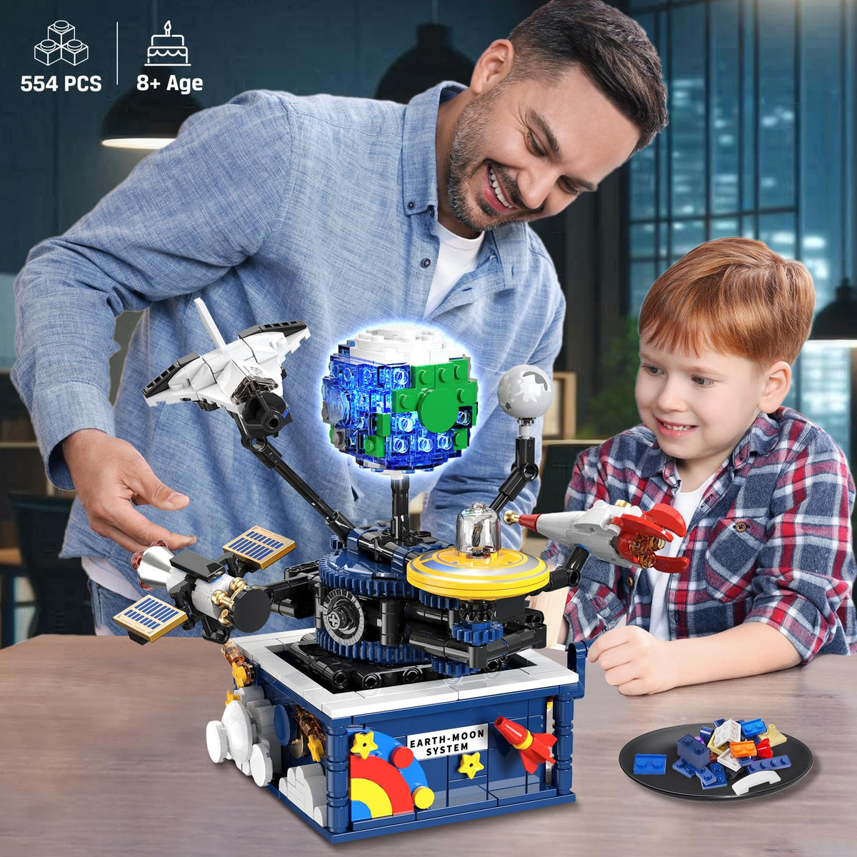 CUBIMANA shuttle and rocket components help build a complete space mission scene.