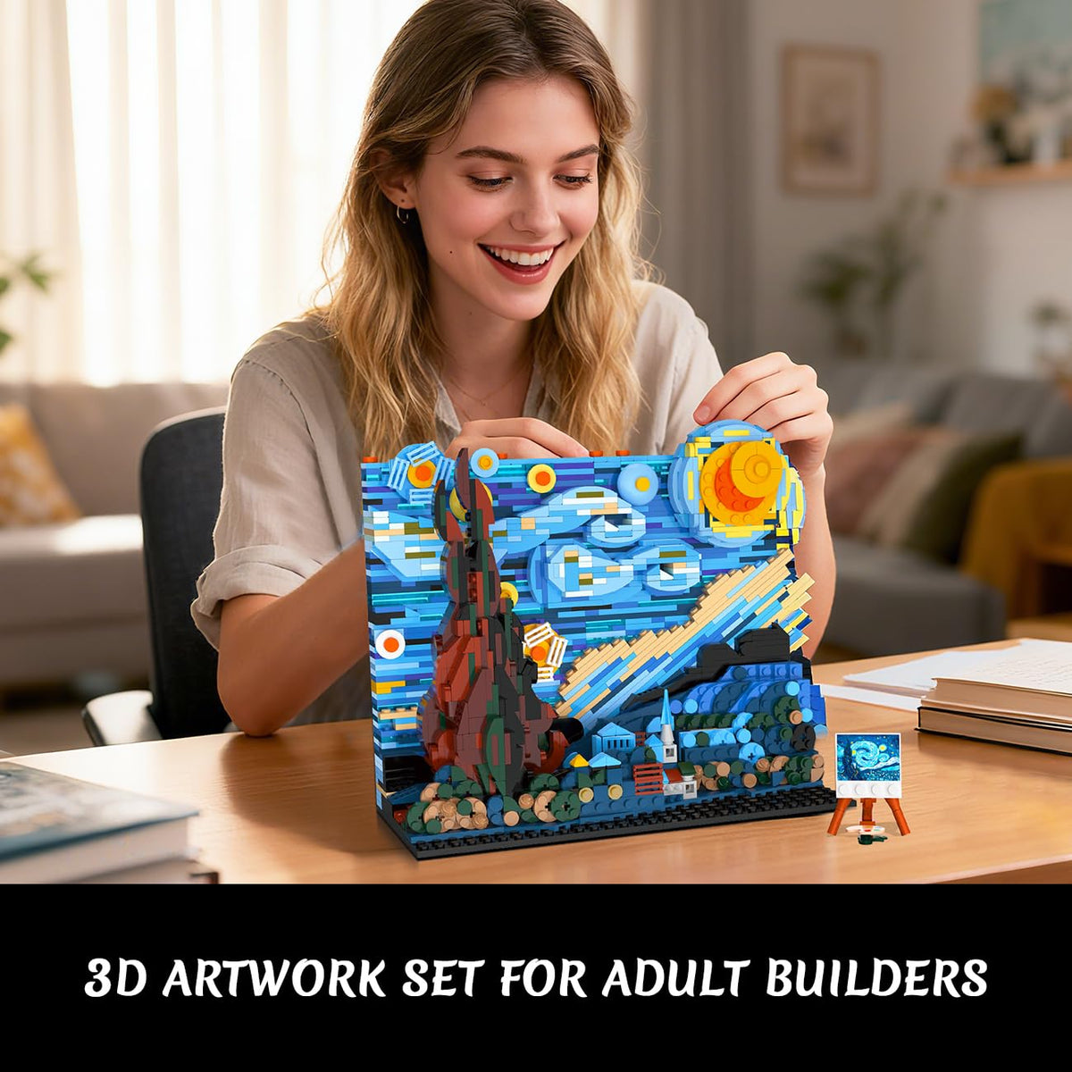 CUBIMANA Starry Night building set swirl cloud detail highlights chromatic texture for dramatic decor.