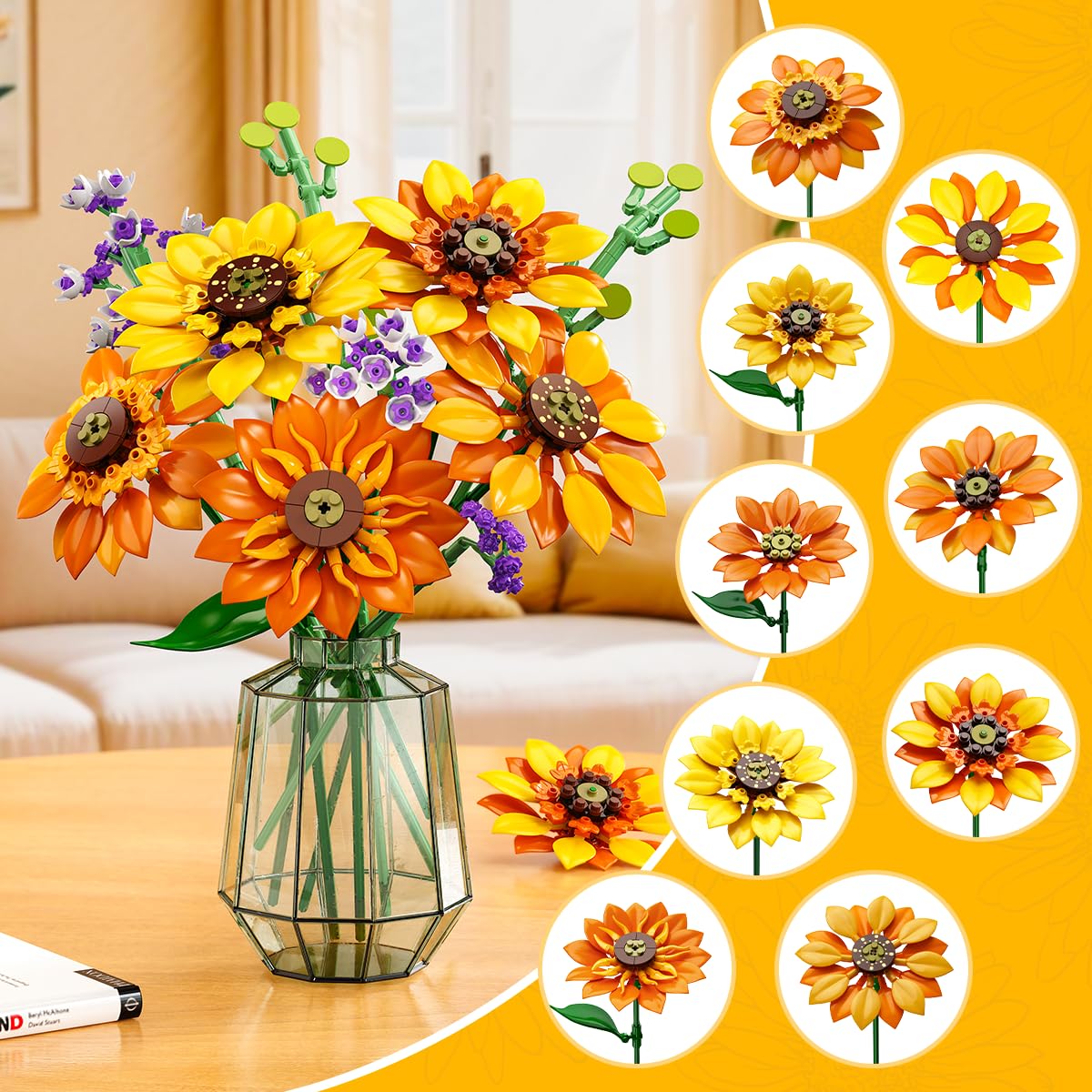 CUBIMANA sunflowers with textured centers and gradient petals for realism