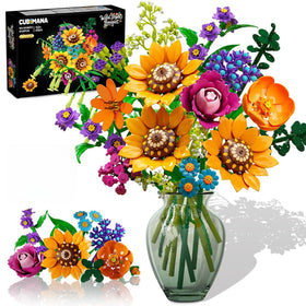 CUBIMANA wild flowers bouquet building set showcases a lifelike arrangement for home decor.