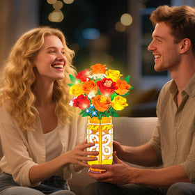 CUBIMANA yellow orange red roses detail showcases vibrant color and texture.