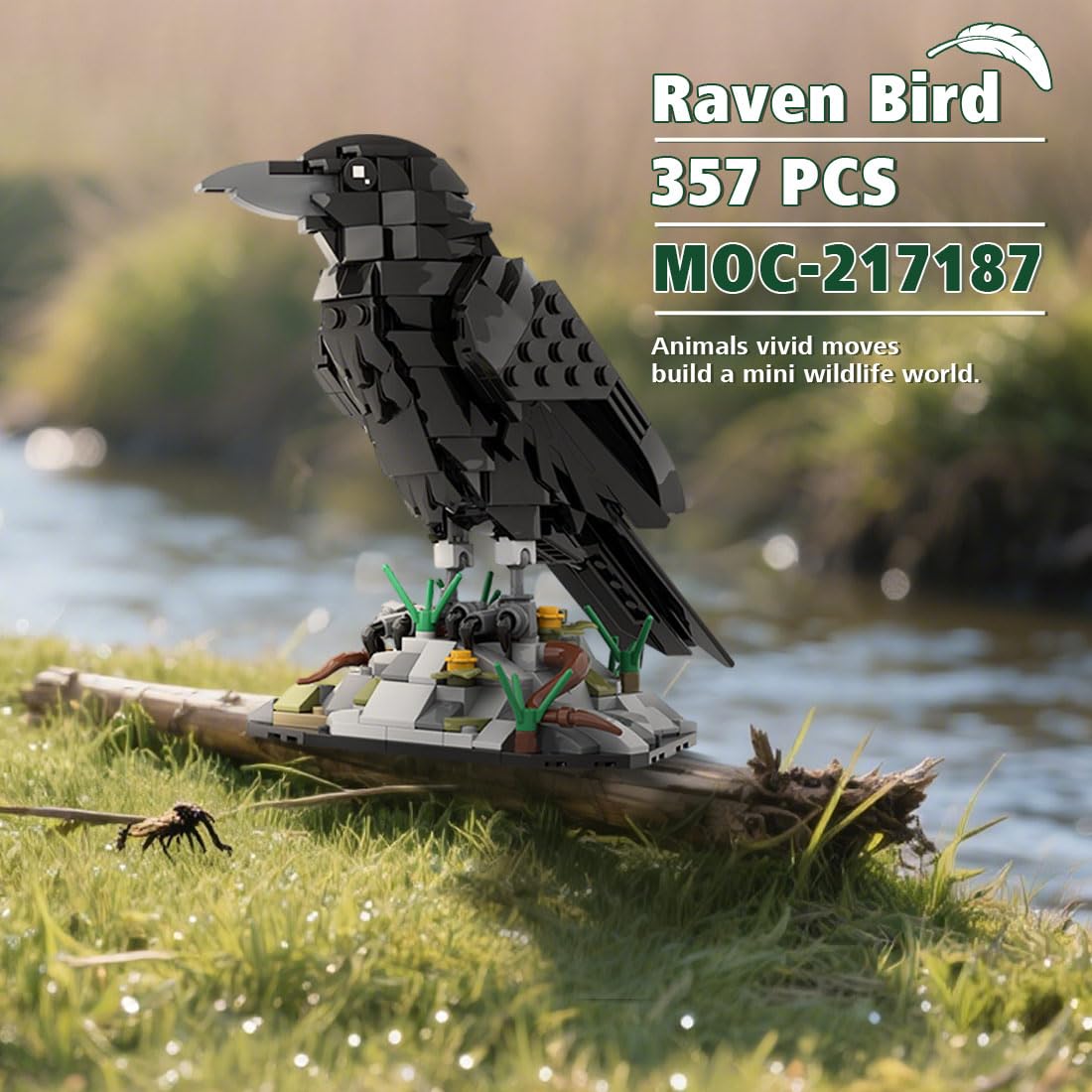 CubiMythx Raven Bird on a display stand for home decor.