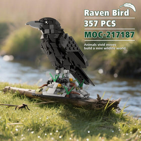 CubiMythx Raven Bird on a display stand for home decor.
