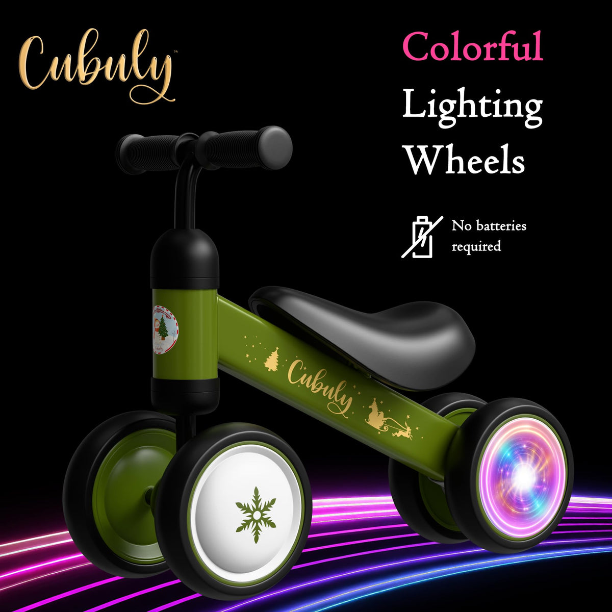 Bright color and lighting wheels attract toddlers to try Cubuly.