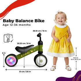 Child rides Cubuly indoors to practice balance and steering.