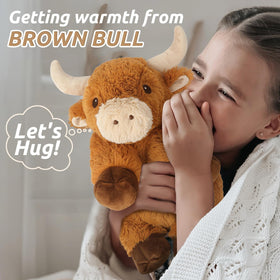 Cuckool brown bull plush with a friendly face, perfect for hugs.