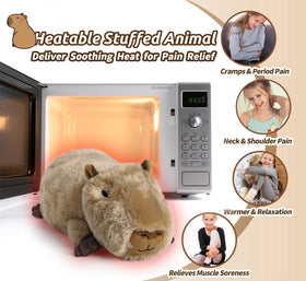 Cuckool Capybara plush microwaves in 60-90 seconds for warmth.