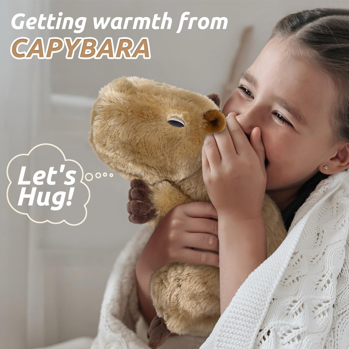 Cuckool Capybara plush lying on belly for easy hugs.