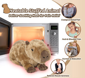 Cuckool capybara plush resting on belly for easy cuddles