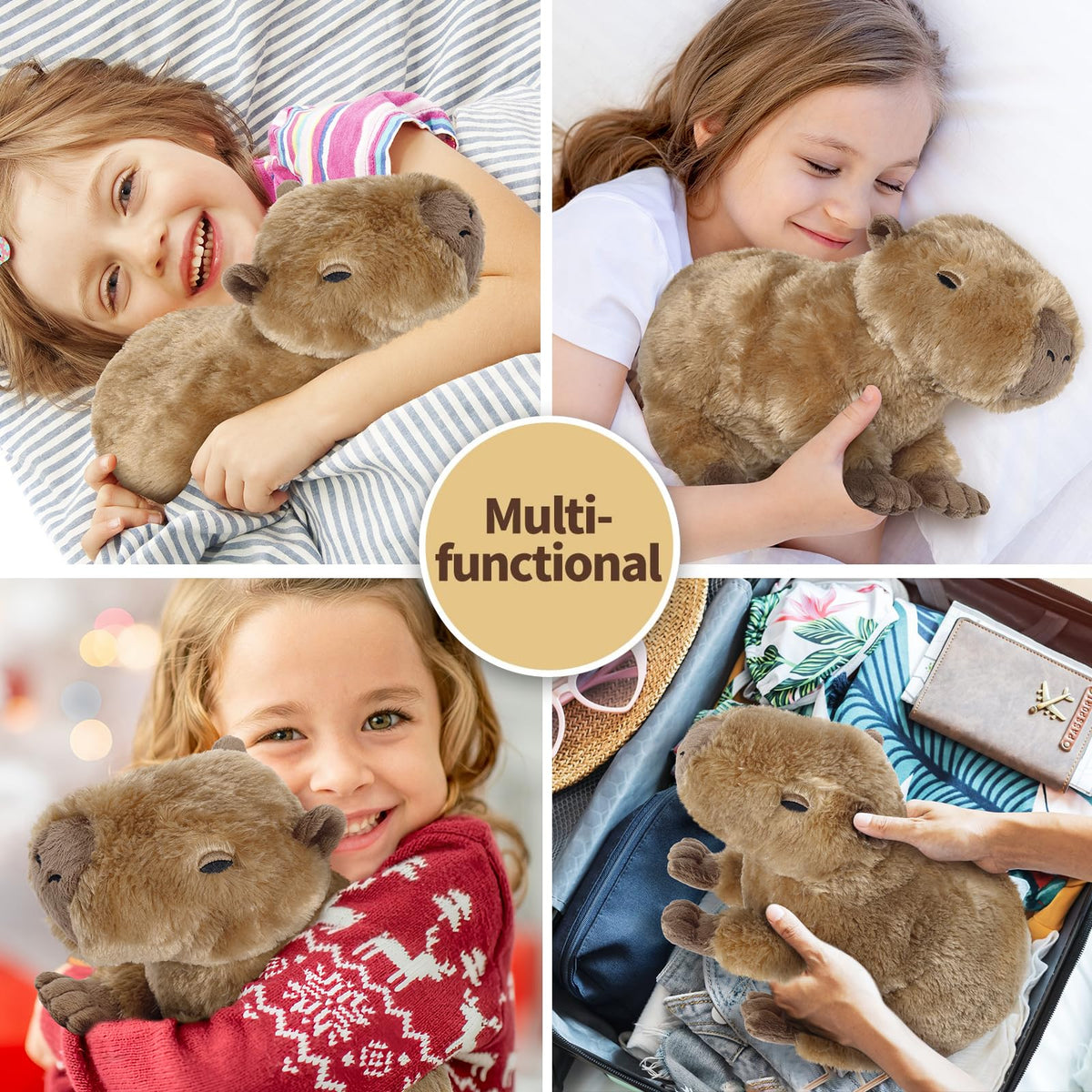 Cuckool capybara plush detailing: chunky tum and dreamy eyes