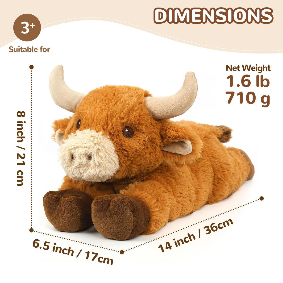 Cuckool fluffy bull plush close-up, soft texture for soothing snuggles.