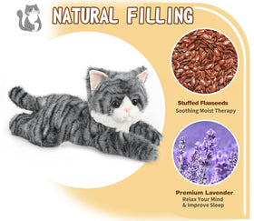Cuckool gray tabby cat plush coolable option for refreshing moments.