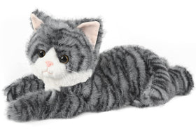 Cuckool gray tabby cat plush front view for relaxing evenings with lavender scent.