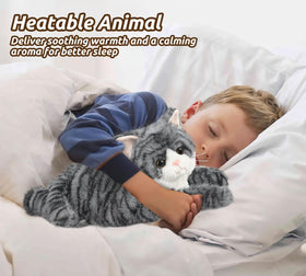 Cuckool gray tabby cat plush ultra-soft fur for gentle hugs.