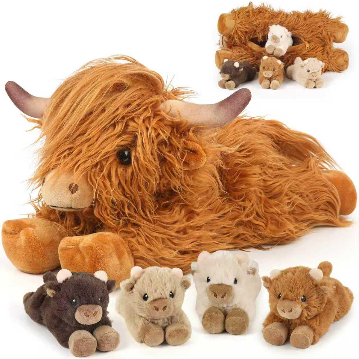 Cuckool Highland Cow mommy plush for cozy hugs and roleplay
