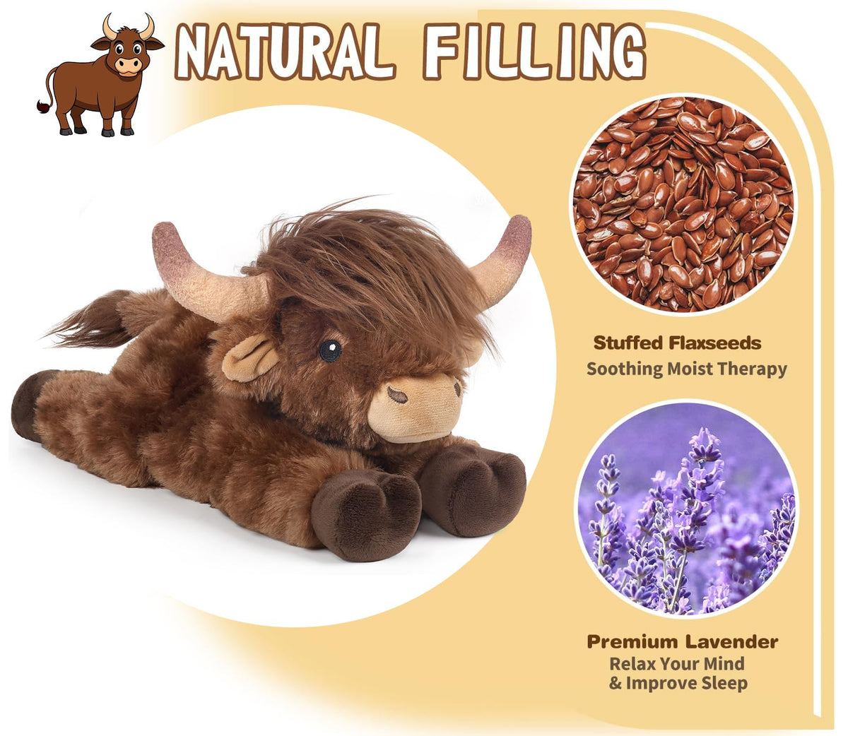 Cuckool Highland Cow compact plush ideal for travel and naps
