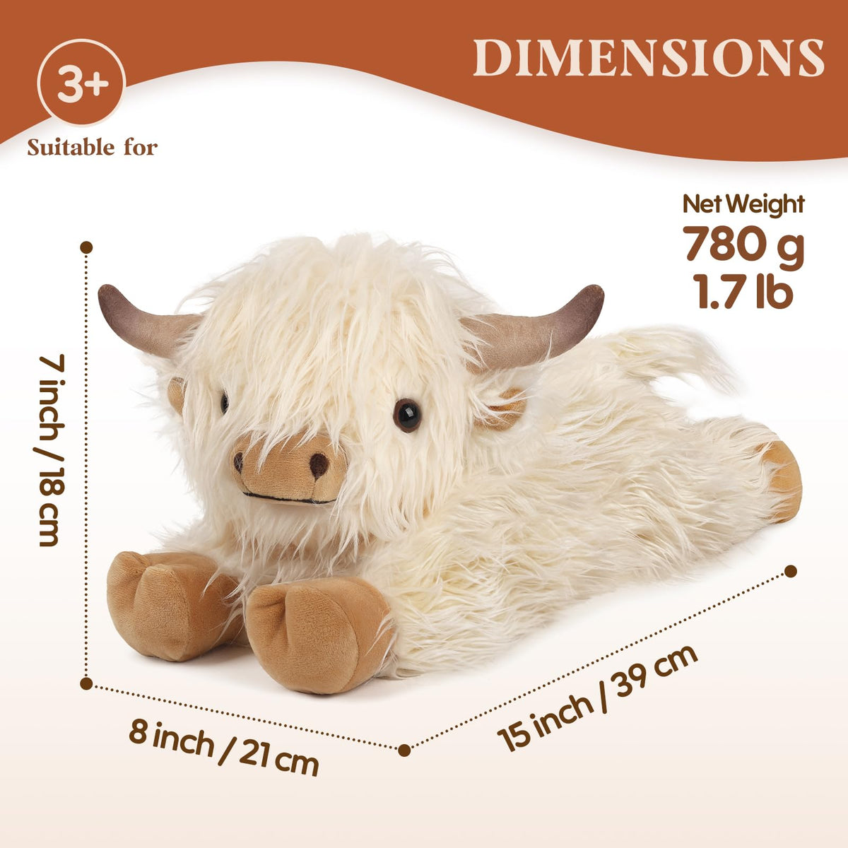 Cuckool Highland Cow plush with adoption certificate for personalized gifting