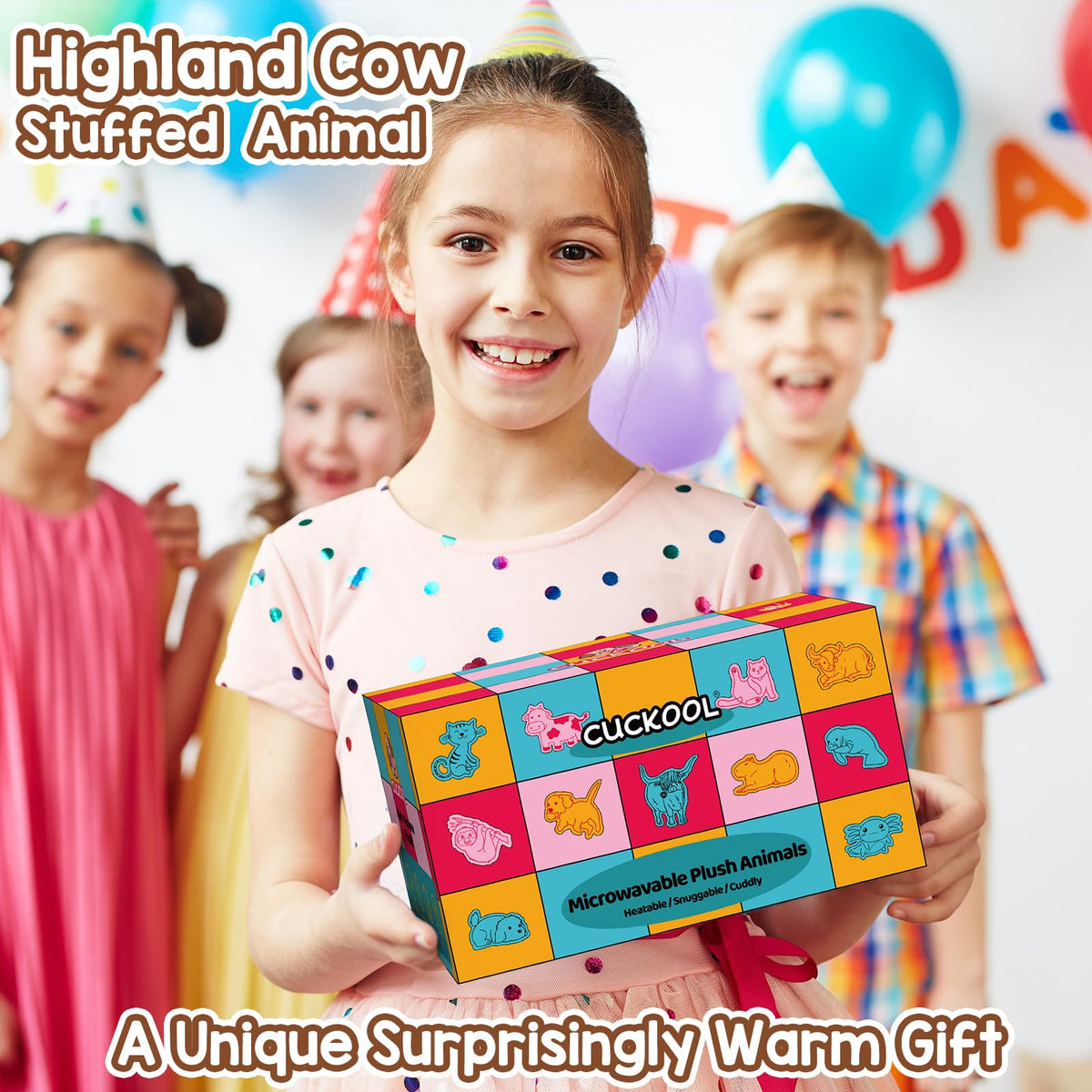 Cuckool Highland Cow plush flaxseed filling delivers lasting warmth