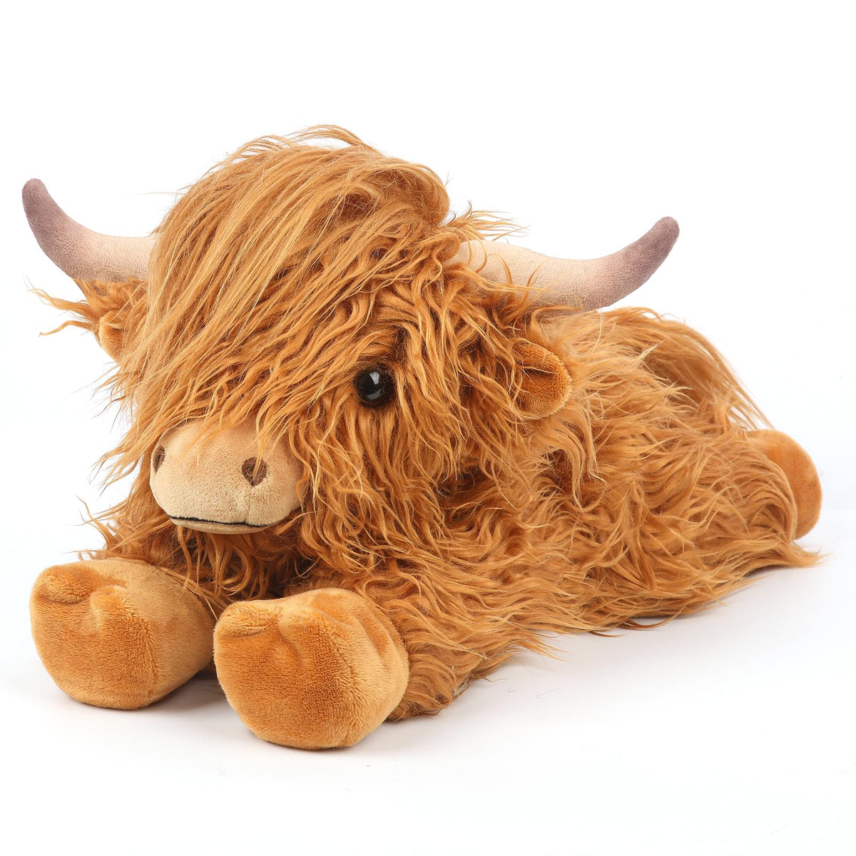 Cuckool Highland Cow plush full view showcases soft fur for comforting snuggles