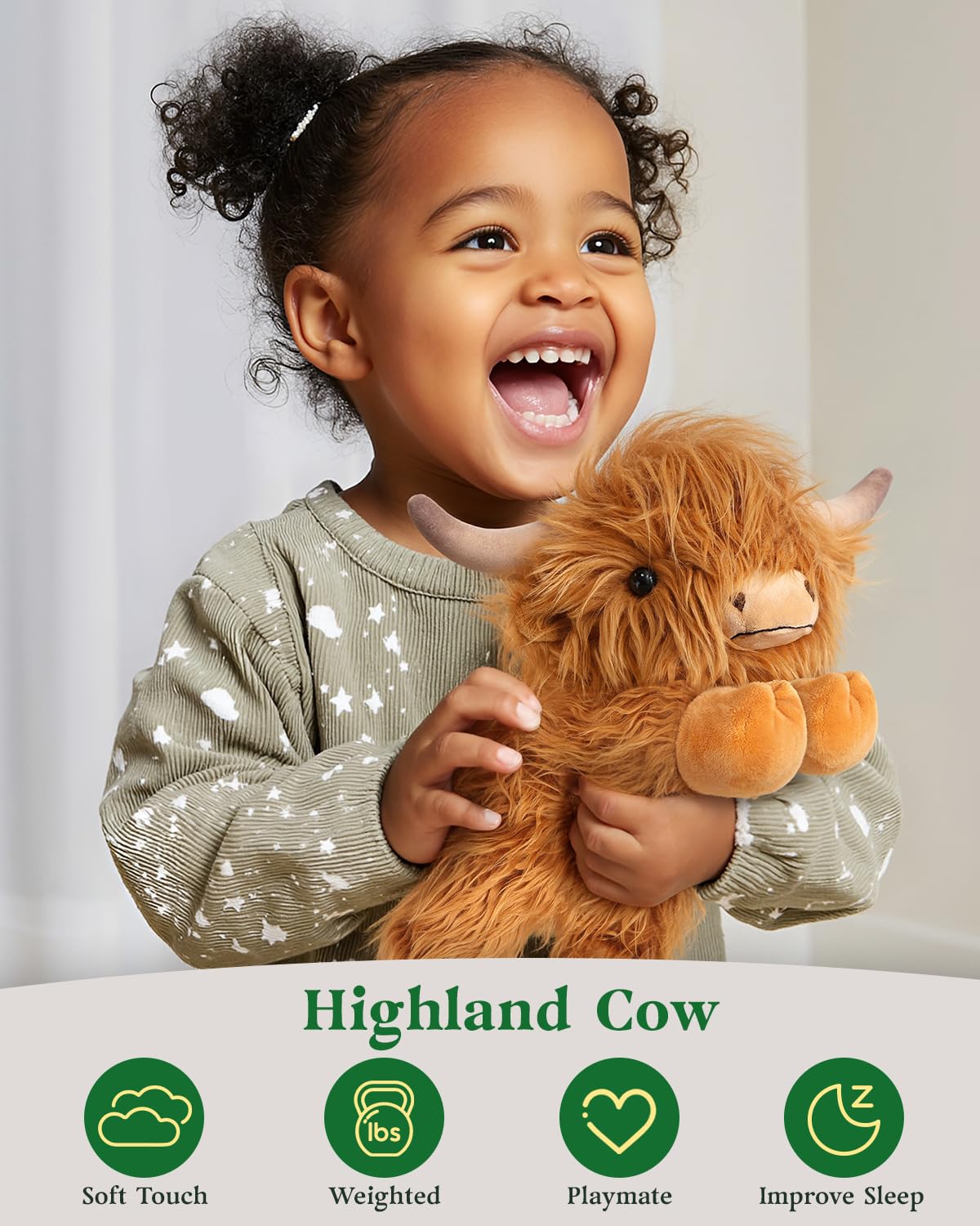 Cuckool Highland Cow plush displayed as charming room decor.