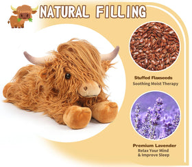 Cuckool Highland Cow plush warm heat in microwave provides soothing warmth during menstrual discomfort