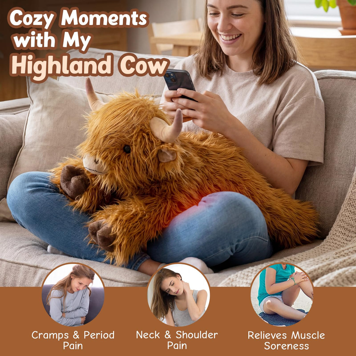 Cuckool Highland Cow plush offering relaxing warmth and weight support