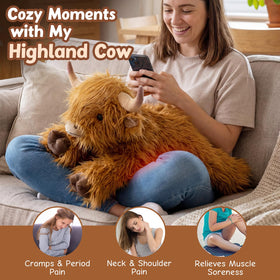 Cuckool Highland Cow plush offering relaxing warmth and weight support