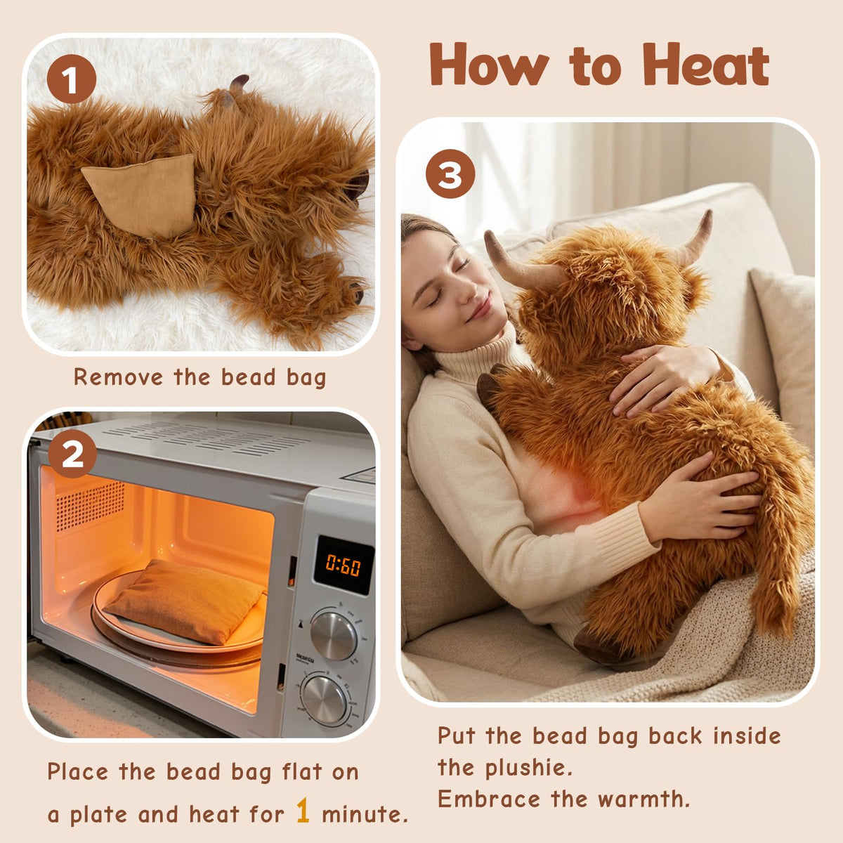 Cuckool Highland Cow removable washable cover for easy cleanup