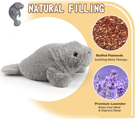 Cuckool Manatee plush filled with flaxseeds for longer warmth