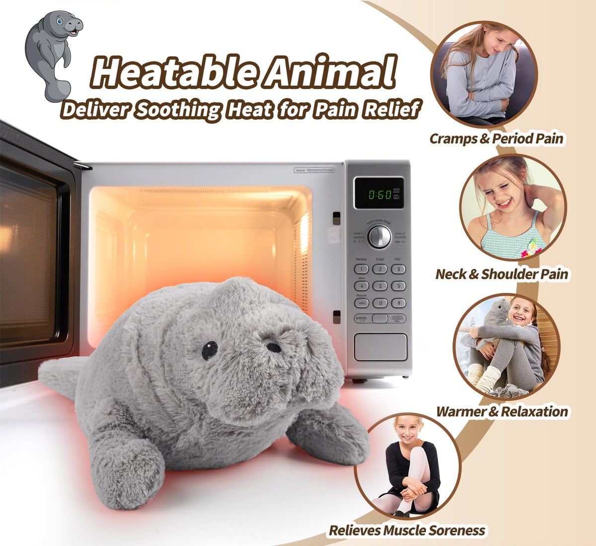 Cuckool Manatee plush resting on its belly for easy cuddles