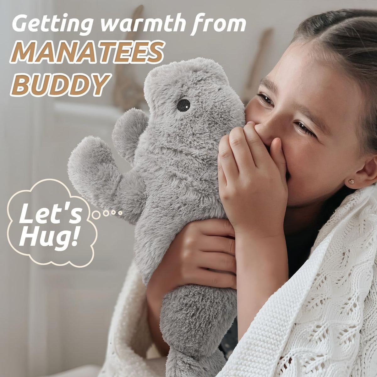 Cuckool Manatee plush with ultra-soft shaggy fur for comforting hugs