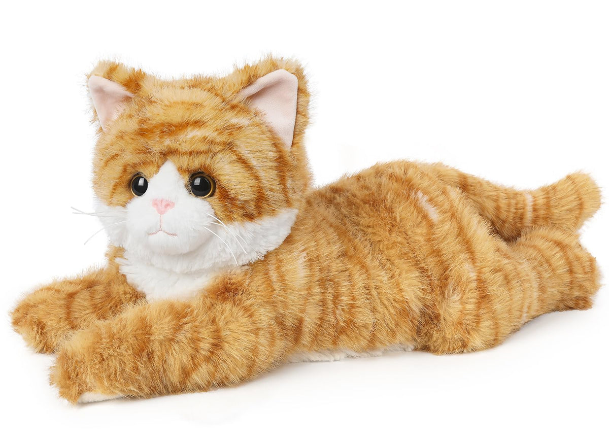 Cuckool Orange Tabby Cat stuffed animal, front view, soft and cuddle-friendly for bedtime.