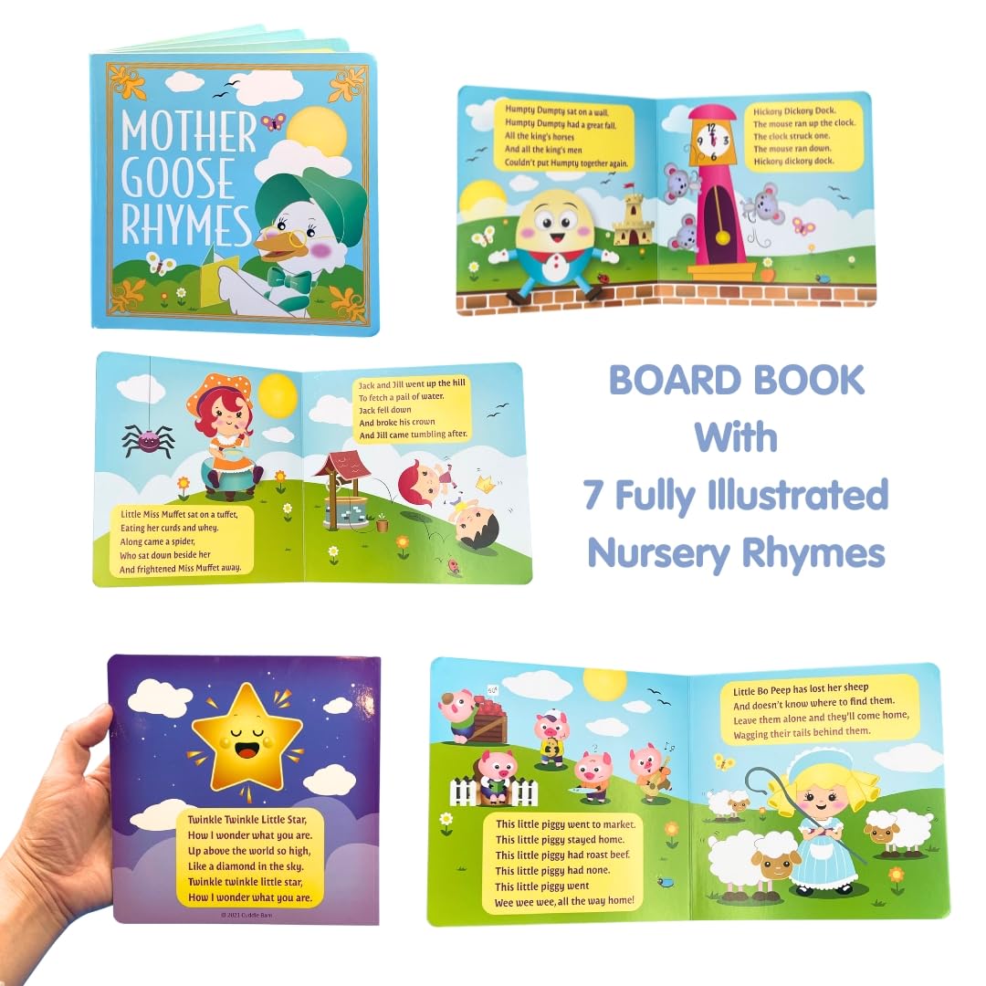 Cuddle Barn board book included for guided read-alongs.