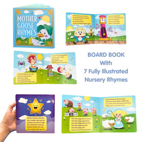 Cuddle Barn board book included for guided read-alongs.