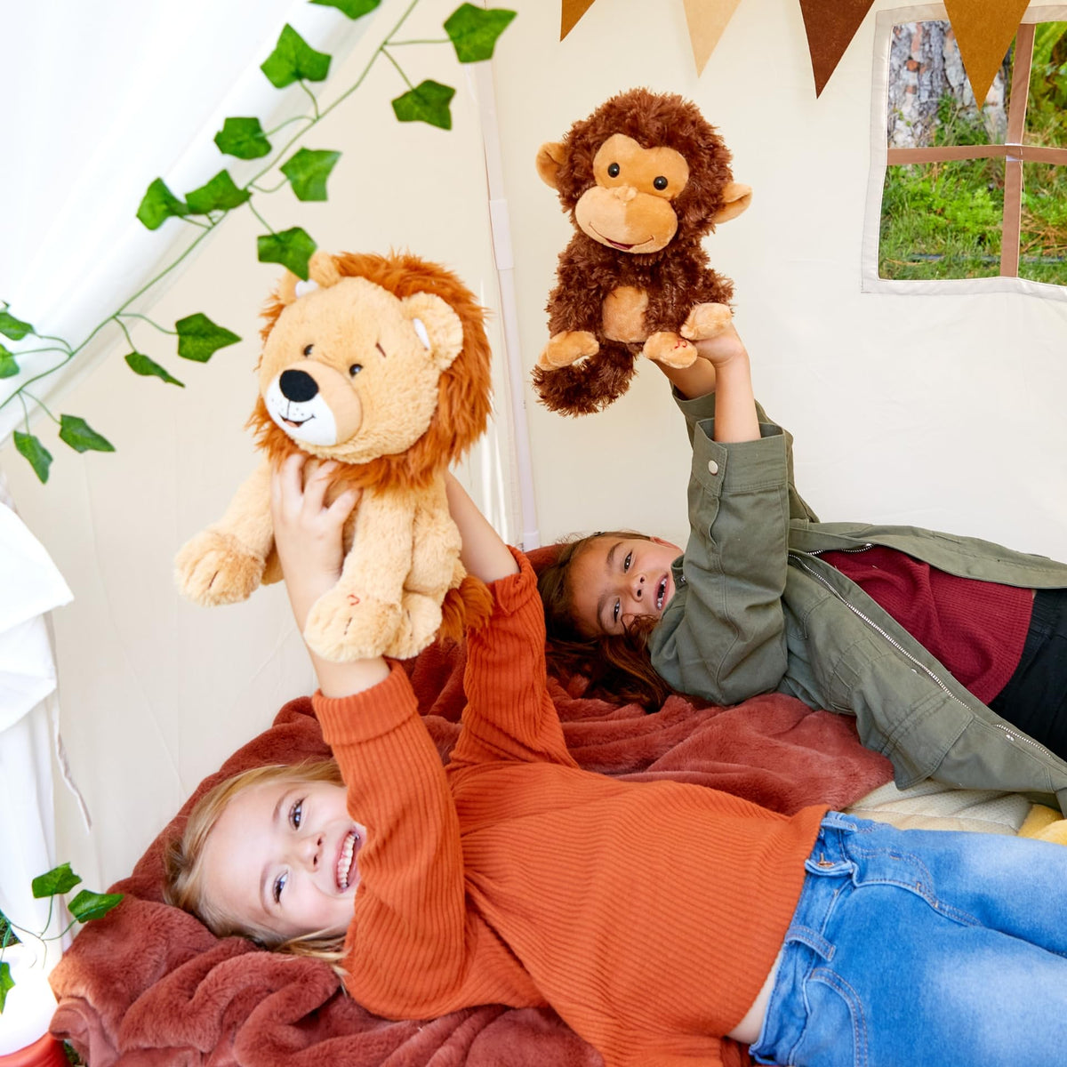 Spot-cleanable plush keeps Crackin' Up Coco looking cuddly with easy care.