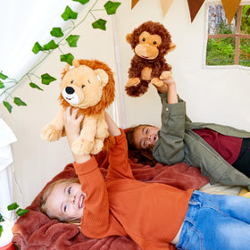 Spot-cleanable plush keeps Crackin' Up Coco looking cuddly with easy care.
