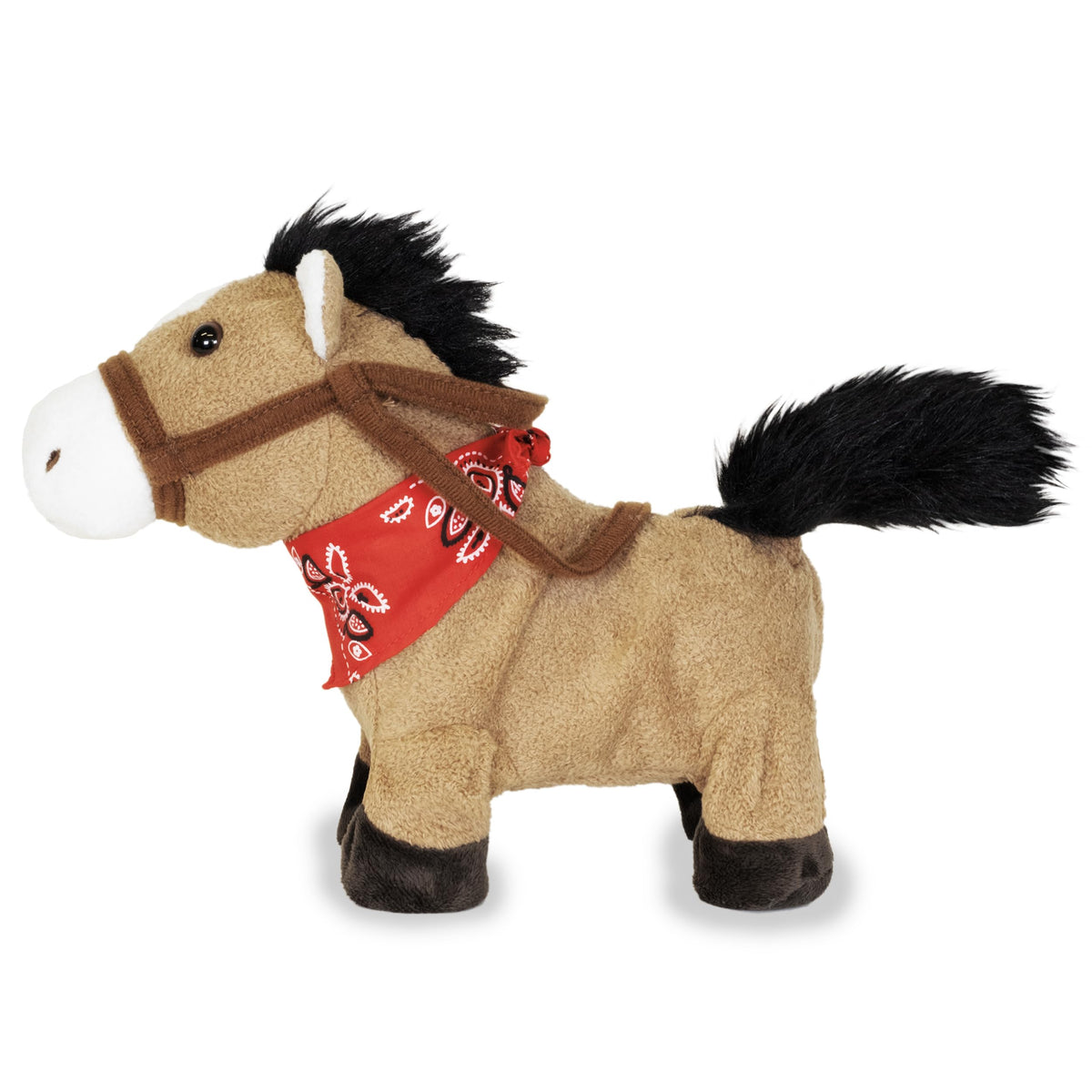 Cuddle Barn Gallop the Musical Horse battery compartment view shows batteries included for instant fun