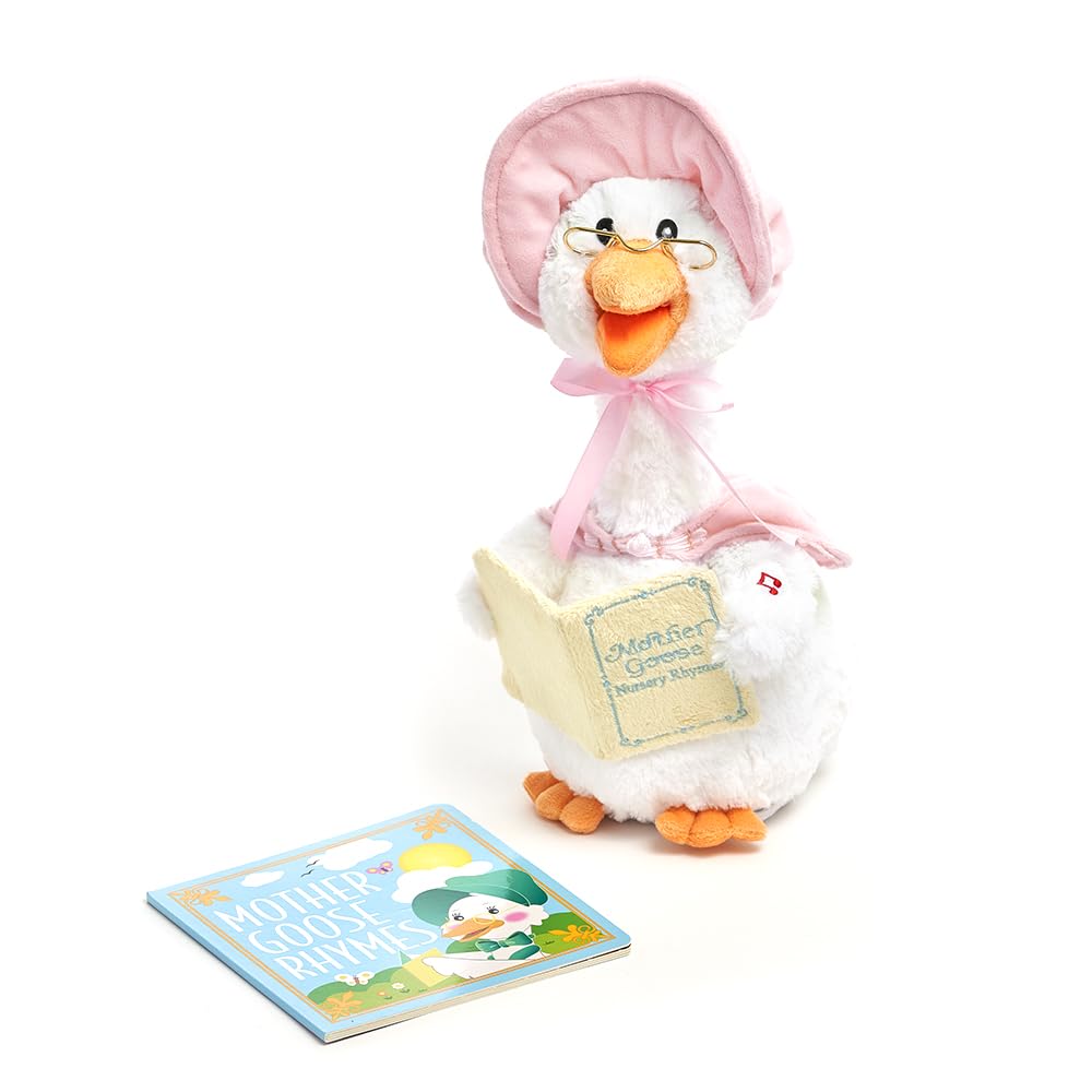 Cuddle Barn pink Mother Goose read-along plush, soft cuddle toy.