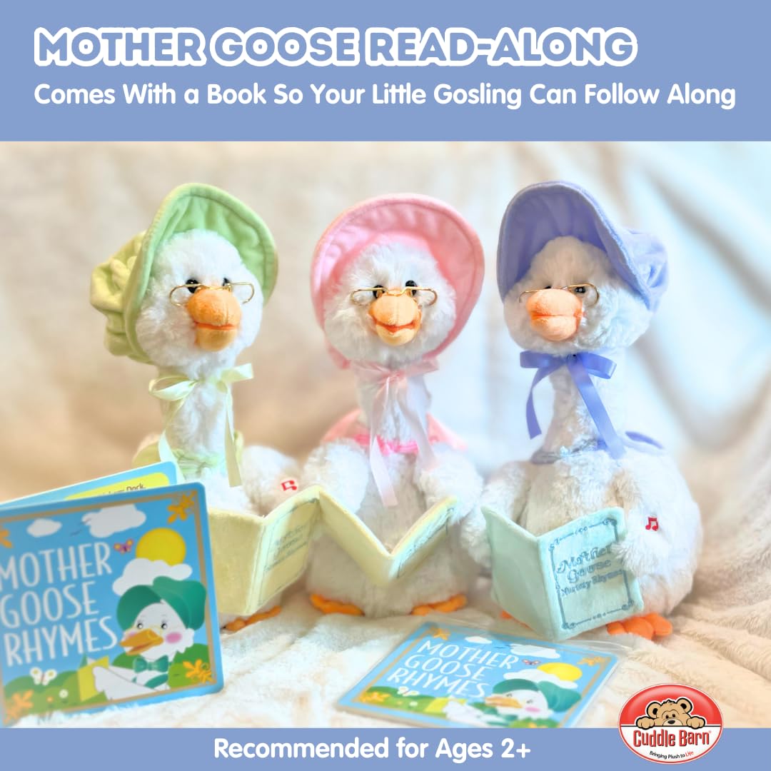 Cuddle Barn Mother Goose recites 7 rhymes, storytelling buddy.