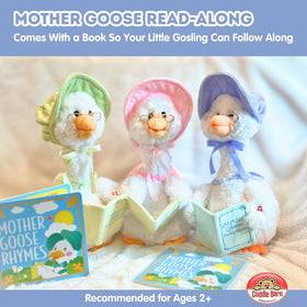 Cuddle Barn Mother Goose recites 7 rhymes, storytelling buddy.
